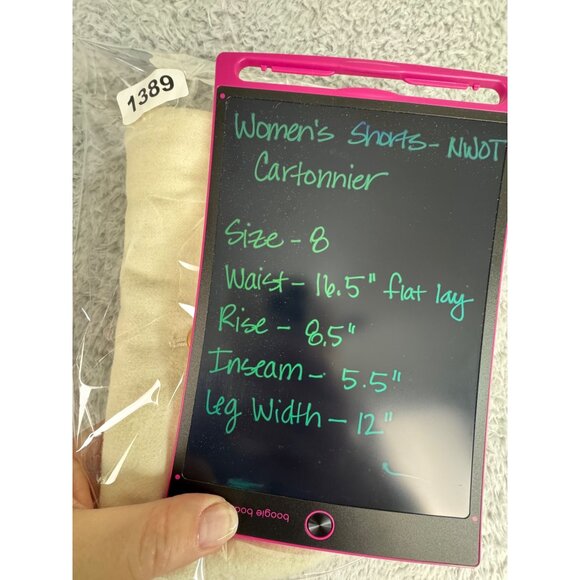 Cartonnier Womens 8 High-Waist Sailor Shorts Cream Linen Blend W/ Button Details - Picture 11 of 13